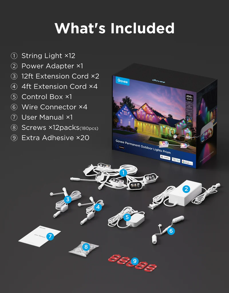 Smartphone displaying outdoor lighting control app with colour wheel and scene presets